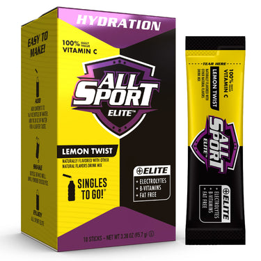 All Sport ELITE - Electrolyte Hydration Performance - Lemon Twist - Singles To Go Powder Packets (10 Sticks)